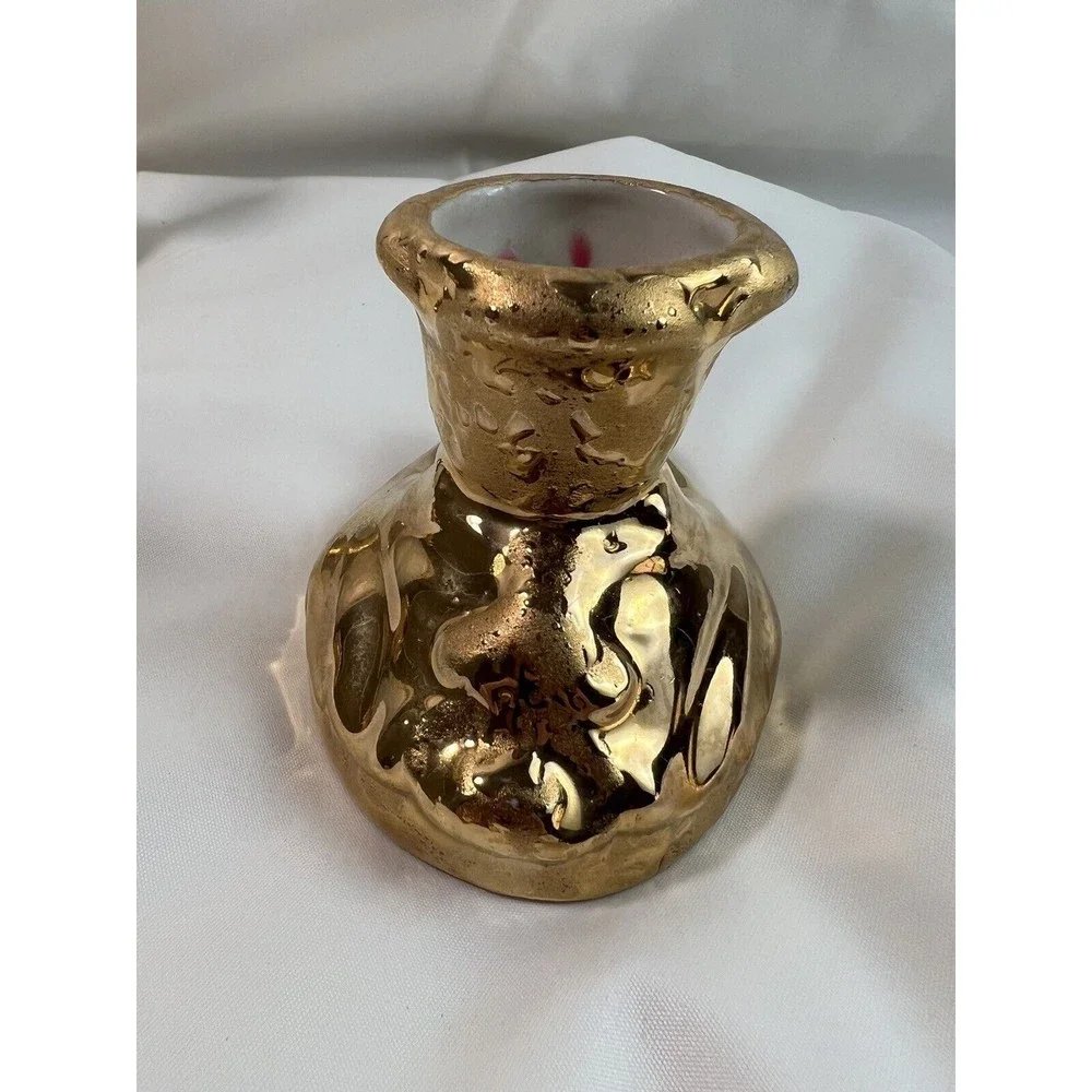 Set‎ of 3 Dixon Art Studios 22 kt. Weeping Gold Candle Holder Salt Shaker Bell